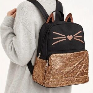 Black and Gold Cat Ear Backpack